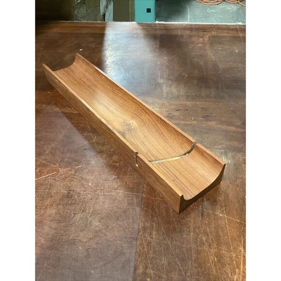MCM Solid Teak Wood French Bread Holder Slicer Thailand - 17.5” - Picture 1 of 12